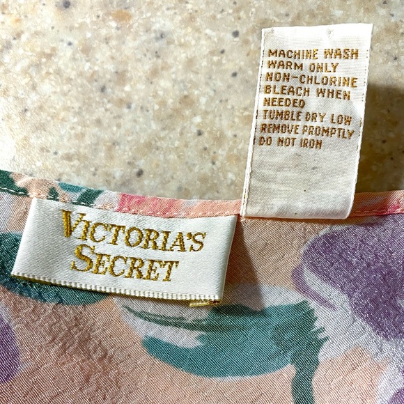 Vintage Victoria's Secret Peach Floral, Lace & Frill Mini Slip Lingerie Dress - Picture 13 of 15